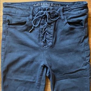 American Eagle Lace Up Gray Jeggings